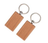 HEEPDD Lot de 10 Porte-clés Vierges en Bois de Hêtre - Étiquettes en Bois Non Finies pour Loisirs Créatifs avec Bords Poncés Lisses pour Breloques de Sac, Accessoires de Sac à (Taille rectangulaire