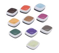 HEEPDD Lot de 10 Tampons Encreurs de Couleur, Tampons Encreurs à Séchage Rapide, Solubles dans l'eau, pour Loisirs Créatifs, avec Boîte de Rangement en Plastique, Adaptés au Tissu, au