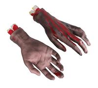 HEEPDD Lot de 2 Fausses Mains Coupées pour Halloween, Décorations en Vinyle pour Mains Sanglantes, 22,1 Cm, Affichage d'horreur Réaliste pour Photomaton de Cour Hantée, Fête Costumée pour Adultes