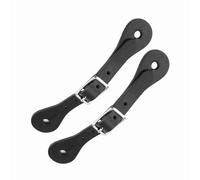 HEEPDD Lot de 2 Sangles D'éperons Réglables en Cuir Véritable avec Revêtement en PU et Boucle en Métal, Accessoires équestres pour équitation, Rodéo, Ranch, Hommes et Femmes (Black)