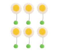 HEEPDD Lot de 6 Baguettes de Rechange pour Chat en Forme de Tournesol, Têtes de Recharge Anti-Mastication en Polyester, Jouet Interactif de Fixation à Pompons pour Chaton D'intérieur, (White)