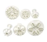 HEEPDD Lot de 6 Emporte-pièces en Forme de Flocon de Neige, en Plastique de qualité Alimentaire, Emporte-pièces à Piston pour Décoration de Fondant, Outil de Gaufrage pour la Cuisson de (Couleur