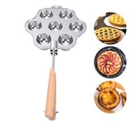 HEEPDD Machine à Biscuits à Tartes Ouvertes, Arepa Maker Mini Moules à Anti-adhésif en Alliage D'aluminium Panier de Cuisson Machine à avec Poignées en Bois pour Tartes Cupcakes
