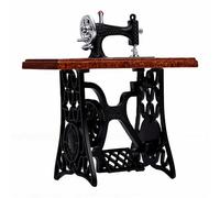 HEEPDD Machine à Coudre Miniature à L'échelle 1/12, Modèle de Machine à Coudre Vintage pour Maison de Poupée avec Tissu de Ciseaux pour Décoration de Boîte de Chambre de Poupée