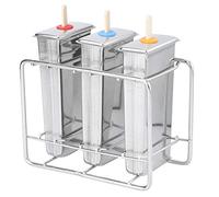 HEEPDD Machine à Crème Glacée, Outil de Bricolage en Acier Inoxydable 304, 3 Plaques Plates et Support pour Créer des Friandises Faites Maison (Panneau plat à tête plate 3 pièces + étagère)