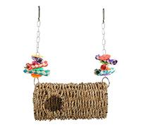 HEEPDD Maison à Oiseaux en Jonc de Mer, Cachette Naturelle pour Hamster avec Trous, Tunnel d'herbe Relaxant pour Perroquet, Calopsitte, Perruche