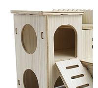HEEPDD Maison de Hamster en Bois, Matériau en Bois Naturel, Cachette pour Le Repos et l'abri, Parfaite pour Les Hamsters et Les Petits Animaux de Compagnie (Villa à Sauter, 16x16x5cm / 6.3x6.3x2.0in)