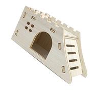 HEEPDD Maison de Hamster en Bois, Matériau en Bois Naturel, Cachette pour Le Repos et l'abri, Parfaite pour Les Hamsters et Les Petits Animaux de Compagnie (Petit château à échelle d'escalade,