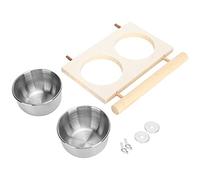 HEEPDD Mangeoire pour Cage à Oiseaux, Bol pour Perroquets avec Support pour Nourrir Les Oiseaux et Mangeoire pour Cage à Aquatiques, Fournitures pour Double Nan en Acier Inoxydable (Double Fente)