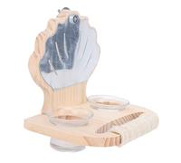 HEEPDD Mangeoires Suspendues pour Perroquets, Bol d'alimentation en Miroir, Support en Bois pour Perruches, Calopsittes, Tourtereaux, Canaris, Conures, Jouet pour Oiseaux