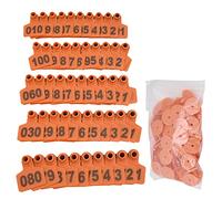 HEEPDD Manipulation des Fournitures de 100pcs Étiquettes d'oreille de Bétail, 001 100 Étiquettes d'oreille Animale Numérotées ' pour Animaux de Ferme (Orange)