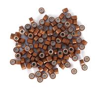HEEPDD Micro Anneaux Doublés de Silicone, Perles en Aluminium Marron Clair, Extensions de Cheveux Indétectables pour Professionnels, 1000 Pièces (brun clair)