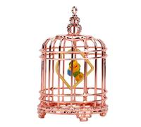HEEPDD Mini Cage à Oiseaux à L'échelle 1:12, Décoration de Maison de Poupée, Cage à Oiseaux en Métal en Alliage de Zinc 5,7 Cm, Petit Ornement Réaliste pour la Photographie, Affichage (Or Rose)