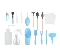 HEEPDD Mini Ensemble d'Outils de Jardinage, 16 Pièces ABS, Kit d'entretien pour Plantes Succulentes et bonsaï, Outils en Plastique Léger pour Creuser, Desserrer, Repiquage, Comprend Un Souffleur