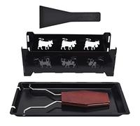 HEEPDD Mini Gril à Raclette à Fromage Rectangulaire Antiadhésif, Fondoir de Table en Fer avec Poignée en Acajou, Cuiseur Portable alimenté par Bougie pour Dîner de Fondue Suisse