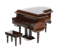HEEPDD Modèle de Mini Piano en Bois Exquis, Boîte à Musique avec Banc pour la Décoration de la Maison et du café Modèle de Mini Piano en Bois Exquis, Fournitures Religieuses en Tilleul Nan