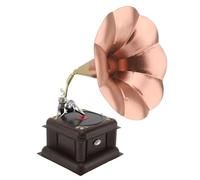 HEEPDD Modèle de Phonographe Vintage, Gramophone Rétro en Fer, Décoration Unique pour la Maison, Excellent pour la Photographie et Les Collectionneurs (Bronze Rouge)