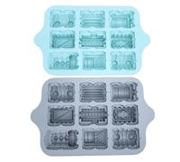 HEEPDD Moule à Gâteau en Forme de Train, Moule de Cuisson en Silicone à 9 Cavités Antiadhésif, en Forme de Train à Dégagement Facile, avec Matériau Flexible de qualité