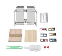 HEEPDD Moule de Préparation des Aliments en Acier Inoxydable, Moule à Crème Glacée, Outil de Bricolage pour Glaces Glacées, pour 6 Friandises, Argent, Comprend 50 Bâtonnets, 20 Sacs, Brosse, 6