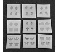 HEEPDD Moulle Silicone Resine, 9 Types Moule Silicon Resine Our Bijoux Moule Silicone pour Boucle d'oreille Outils pour Faire des Boucles d'oreilles Moule Ensemble DIY À La Main Outil