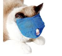 HEEPDD Muzzles de Chat Mesh, Couvercle de la Bouche pour Chats pour Chatons de Piqûre de Morsure Respirante avec Polyester pour Le Toilettage de Baignade (Blue)
