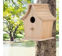 HEEPDD Nichoir à Oiseaux en Bois, Nichoir à Oiseaux Suspendu avec Support pour Petits, Décoration de Jardin Extérieure Idéale pour Moineaux et Pinsons 6,7 X 5,5 X 4,7 Pouces