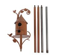 HEEPDD Nichoir à Oiseaux en Métal avec Piquet, Décoration de Jardin de Style Cottage Rustique, Support de Nichoir en Métal Résistant aux Intempéries pour Colibris et Petits Oiseaux (20/10/9)