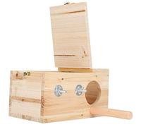 HEEPDD Nichoir en Bois avec Jouet Perchoir, 25 X 13 X 13 Cm, Idéal pour Perroquets et Petits Oiseaux.