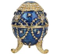 HEEPDD Oeuf Fabergé peint à la main en émail, boîte à bijoux décorative pour femmes, conteneur de rangement de luxe pour bagues, colliers, boucles d'oreilles