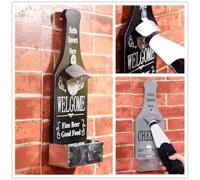 HEEPDD Ouvre-bouteille Mural Vintage, Bois et Acier, Ouverture Facile à une Main, Bon pour Man Cave, Cuisine, Bar (2)