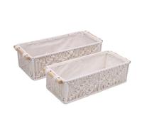 HEEPDD Panier de Rangement Macrame, Coton tissé à la Main avec Poignées de Bois, Organisateur Polyvalent pour Salle de Bain et Salon 2pcs