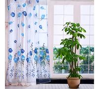 HEEPDD Panneaux de Traitement des Fenêtres Colorful Tulips Printing en Tulle Rideaux, drapé Transparent pour la Chambre, Le Salon, Les Nécessités Quotidiennes du Balcon (Blue)