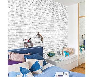 HEEPDD Papier Peint en Brique Blanche, Autocollant Mural en PVC de Style Unique pour la Décoration du Salon, de la Chambre à Coucher, du Restaurant, avec Support Adhésif pour une