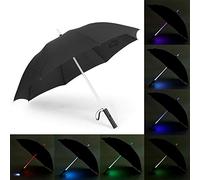 HEEPDD Parapluie électrique à LED avec 7 Lumières Changeantes de Couleur et Lampe de Poche, étanche, Noir, 41,3 Pouces de Diamètre, alimenté par Batterie pour Les Fournitures de Séchage de Marche