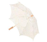 HEEPDD Parapluie en Dentelle Vintage Mariage Fleurs de Mariée Broderie Parasol à la Main Coton Artisanat Parapluie pour Photo Costume Fête Fournitures (Beige)