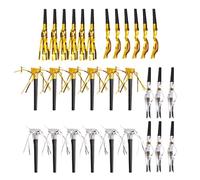 HEEPDD Party Blowers 30 Pack Sifflets de Corne de Fête à Franges Or Argent Métallique Bruiteurs 27,5 Cm, Éruptions Sonores Fortes et Claires, pour Anniversaire Remise des Diplômes