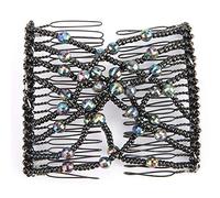 HEEPDD Peigne Extensible, Peigne en épingle à Cheveux élastique avec Design perlé, Léger et Confortable pour les Types de Cheveux, Accessoires pour Femmes (BLACK)