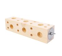 HEEPDD Perchoir à Mâcher pour Oiseaux 7,87 Pouces, Bloc de Cage en Pin | Finition en bois naturel, conception à noyau creux, pinces de montage en métal pour la fixation des rails, plate-forme de