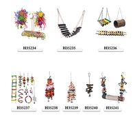 HEEPDD Perchoir à Oiseaux, Jouet à Mâcher en Bois Naturel avec Crochets Métalliques pour Perroquets, Oiseaux de Grande et Moyenne Taille, Accessoires D'entraînement à Suspendre en