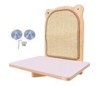 HEEPDD Perchoir de Fenêtre en Sisal pour Chat avec Base en Bois de Pin et Ventouse