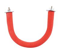 HEEPDD Perchoir en Corde pour Oiseaux en Forme de U, Support de Perchoir en Bois à Surface Rugueuse, Perchoirs à Oiseaux en Quartz pour Cage, Calopsittes, Inséparables, Perruches, (Rouge)