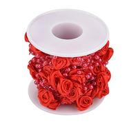 HEEPDD Perle Perle Rouleau, 10 m/Rouleau Perle Artificielle Rose Perles Chaîne Connectée pour DIY Décoration De Fête De Mariage pour Fleur Arbre Guirlande Bouquet De Mariée(Rouge)