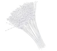 HEEPDD Perles Blanches 100 Pièces, Brins de Perles Florales Faites à la Main, Bâtons de Décoratives pour Fête de Mariage et Artisanat de Bricolage (White)