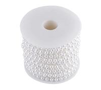 HEEPDD Perles de Ligne de Coton, 25 M/rouleau Double Ligne de Coton Imitation Perles Demi-rondes Guirlande de Chaîne de Perles pour Fleurs Mariage Décoration de Fête de Réception (pur)