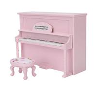 HEEPDD Piano de Poupées, 1:12 Simulation Miniature Piano Vertical en Bois pour Ornements à Domicile Accessoires Décoratifs Poupées et Jouets en Peluche (Pink)
