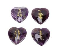 HEEPDD Pierres de Cristal en Forme de Cœur, Texte gravé, Violet Naturel Poli, 4 Pièces