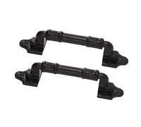 HEEPDD Poignée de Porte Robuste 2 Pièces, Leviers de Porte en Fer Noir Lisse pour Entrepôt et Coulissantes, Quincaillerie et Serrures pour et Fenêtres