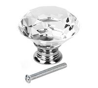 HEEPDD Poignée de Quincaillerie, Poignées de Tiroir en Diamant, Boutons d'armoire en Verre Cristal de 40 Mm, Paquet de 8 pour Armoires de Cuisine, Placards, Quincaillerie de Garde-robe