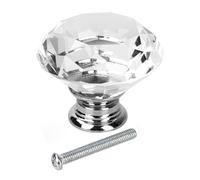 HEEPDD Poignées de Tiroir de Placard en Forme de Diamant 8 Pièces Boutons de Porte en Verre Cristal de 40 Mm, Quincaillerie de Meubles d'Armoire élégante pour Tiroir, Armoire, Porte d'Armoire,