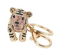 HEEPDD Porte-Clés, Breloque Scintillante 3D Dorée avec Strass, Porte-Clés en Alliage de Zinc pour Hommes et Femmes, Accessoires de Sac de de Voiture (PINK)